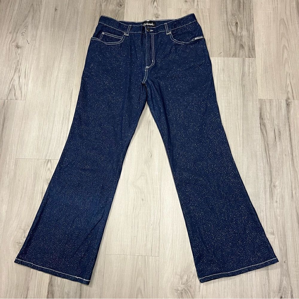 Girlfriends LA vintage y2k deadstock bootcut sparkly jeans NWOT Sz 15 stretchy - Picture 3 of 14